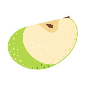Green apple slice Hand drawn trendy flat style Illustrazione stock