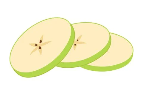 Green apple slice Hand drawn trendy flat style Illustrazione stock