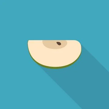 Green apple slice icon in flat long shadow design Illustrazione stock