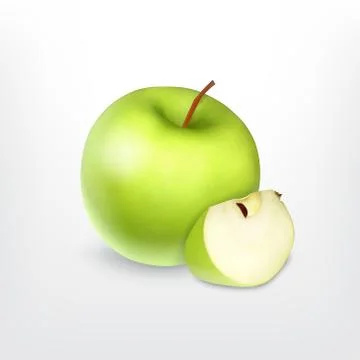 Green apple with slice Stock Illustration