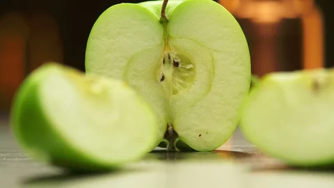 Green apple sliced Video stock 121183702