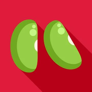 Green apple slices with long shadow illustration Stock Illustration