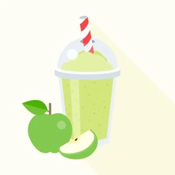 Green apple smoothie vector illustration, apple juice Stock Illustration