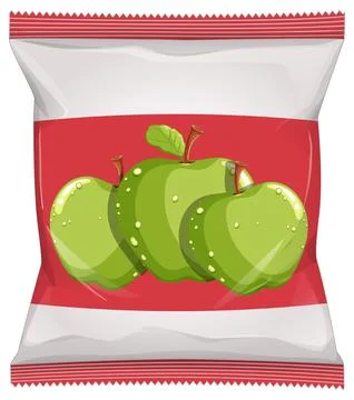Green Apple Snack Pack with Red Label Design Stock Illustration