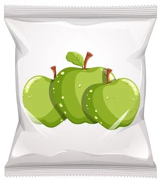 Green Apple Snack Packaging Vector Illustration 스톡 일러스트