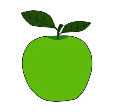 Green Apple with two leaf Stock Illustration