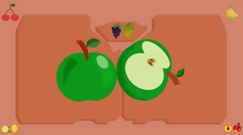 Green Apple  - Vector Graphics - Food Animation - board Stock Footage 61293428