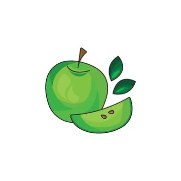 Green apple vector icon on a white background Stock Illustration