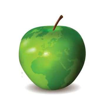Green apple with world map Stock Illustration