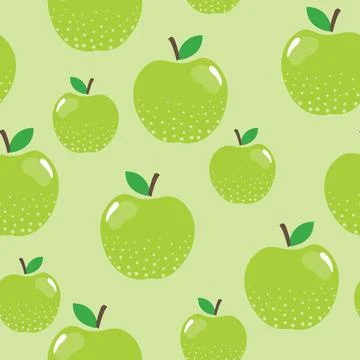 Green apples abstract seamless background design Stock Illustration