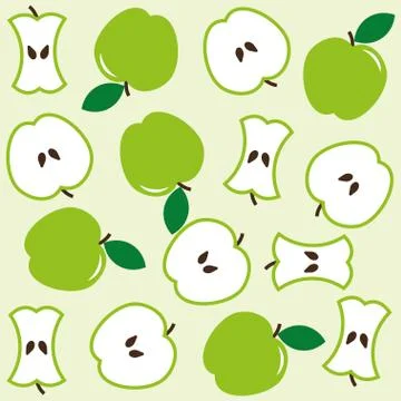 Green apples and core on light seamless background 스톡 일러스트