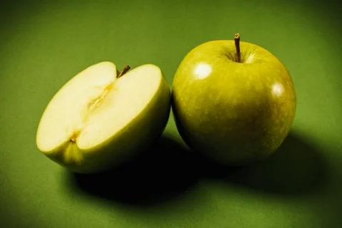 Green apples on a colored background Stock Photos