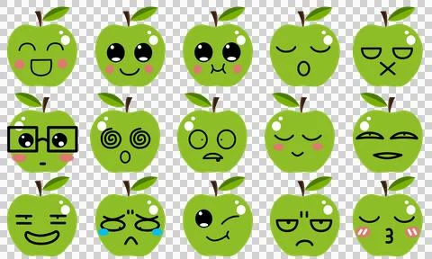 Green Apples with cute face 스톡 일러스트