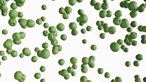 Green apples falling alpha animation for background Stock Footage 124334758