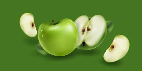 Green apples on a green background Stock Illustration