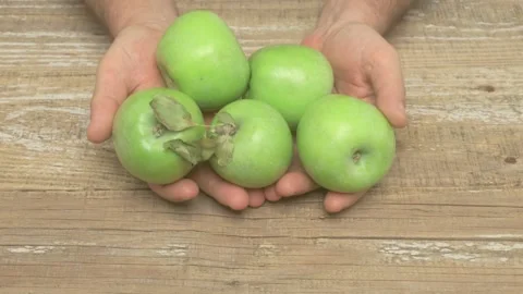 Green Apples Held within Hands A Vibrant and Fresh Fruit Display of Natures Vidéo 283827014
