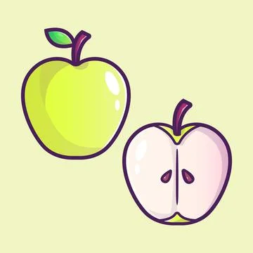 Green apples illustration. Cartoon icon style Stock Illustration