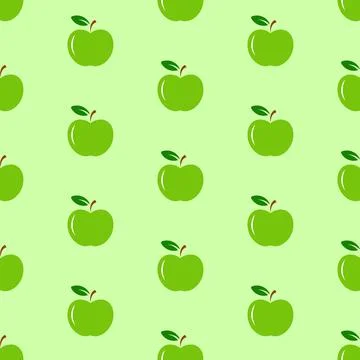 Green apples pattern on green background Stock Illustration