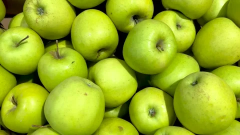 Green apples in top view Video stock 284971928