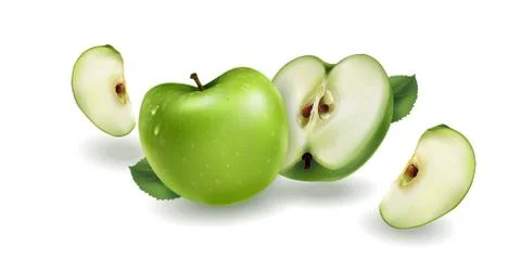Green apples on a white background Stock Illustration