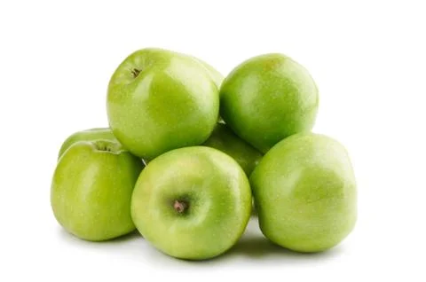 Green apples on a white background Stock Photos