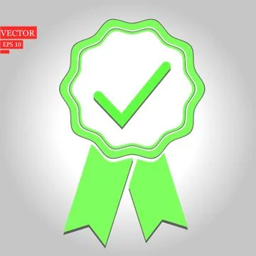 Green approval certificate vector illustration isolated on white background Stock Illustration