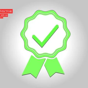 Green approval certificate vector illustration isolated on white background Stock Illustration