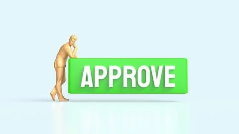 The Green Approve on white background 3d Rendering. Stock Illustration
