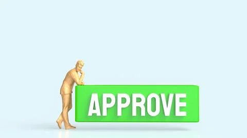 The Green Approve on white background 3d Rendering. Stock Illustration