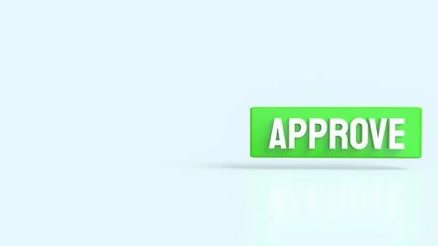 The Green Approve on white background 3d Rendering. Stock Illustration