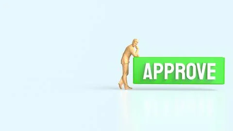 The Green Approve on white background 3d Rendering. Stock Illustration
