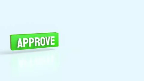 The Green Approve on white background 3d Rendering. Stock Illustration