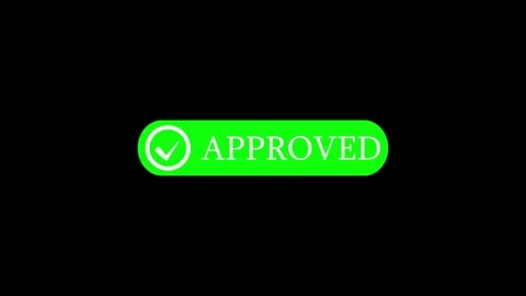 Green approved button animation with checkmark icon appearing on black back.. Stock Footage 345547911