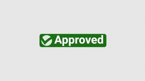 Green approved button icon with a white checkmark and bold text on alpha ch.. 스톡 동영상 336321476