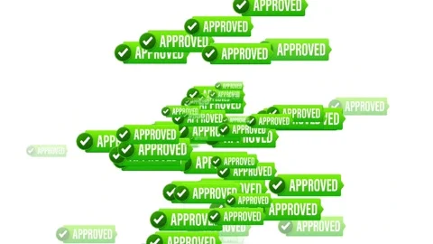 Green Approved Check Mark Badge Icon Animation on White Background Stock Footage 340996790