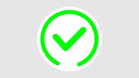 Green approved checkmark animation pulsing on a rotating white circle Stock Footage 333674279