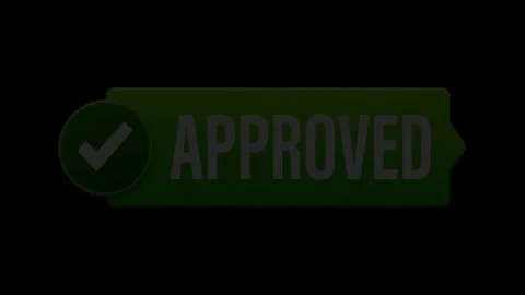 Green Approved Sign with Check Mark Animation on Black Background Stock Footage 340996767