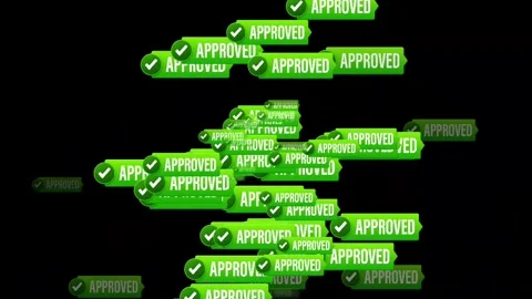 Green Approved Sign with Check Mark Animation on Black Background 库存影片 340996864