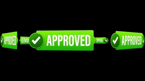Green Approved Sign with Check Mark Animation on Black Background Stock Footage 340996940