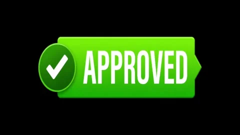 Green Approved Sign with Check Mark Animation on Black Background Stock Footage 340996995