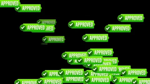 Green Approved Sign with Check Mark Animation on Black Background 動画素材 340997126