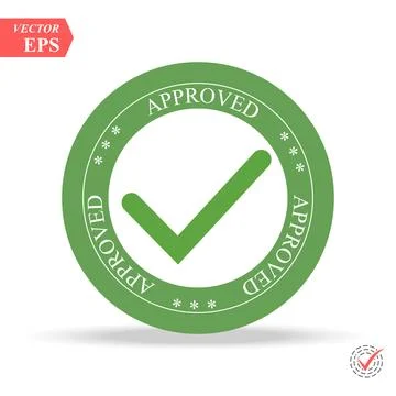 Green Approved stamp on white background Stock Illustration
