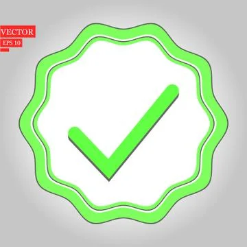Green approved star sticker vector illustration isolated on white background Stock Illustration