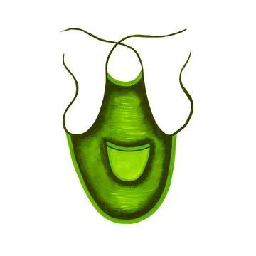 Green apron for the kitchen with pocket isolated on white background. Icon. W Stockillustratie