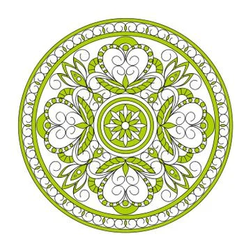Green arabesque mandala Stock Illustration