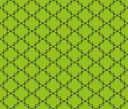 Green Arabic seamless pattern grid lantern shapes 스톡 일러스트