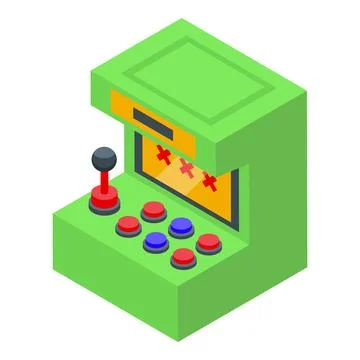 Green arcade game machine displaying game over screen Illustrazione stock