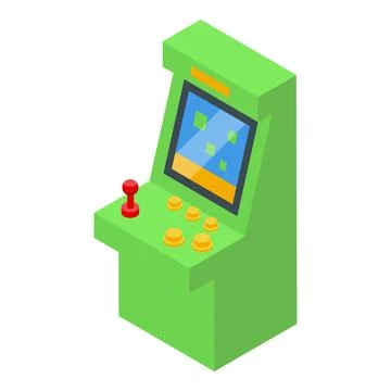 Green arcade game machine displaying gaming interface Stock Illustration