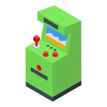 Green arcade game machine displaying gaming level Stock Illustration