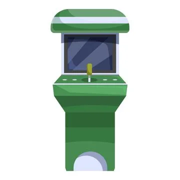 Green arcade game machine standing upright with joystick and buttons Ilustración de archivo